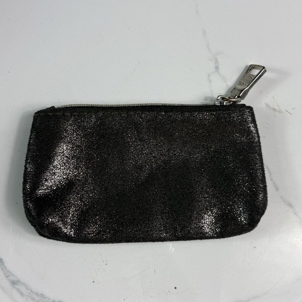 Coach Fragrance Black Glitter Wristlet Shimmer Small Clutch Makeup Pouch Bag